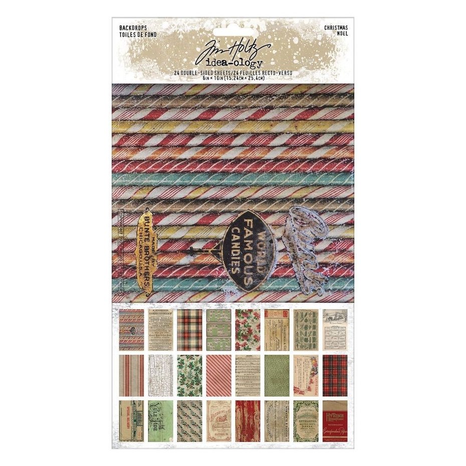 Christmas Backdrops, 24 ark dubbelsidigt 6" x 10", Tim Holtz idea-ology,