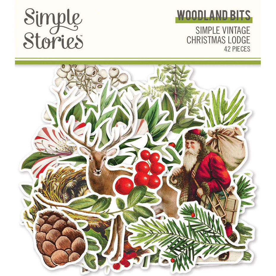 Simple Vintage Christmas Lodge, Woodland bits, 42st., Die cuts, Simple Stories, 