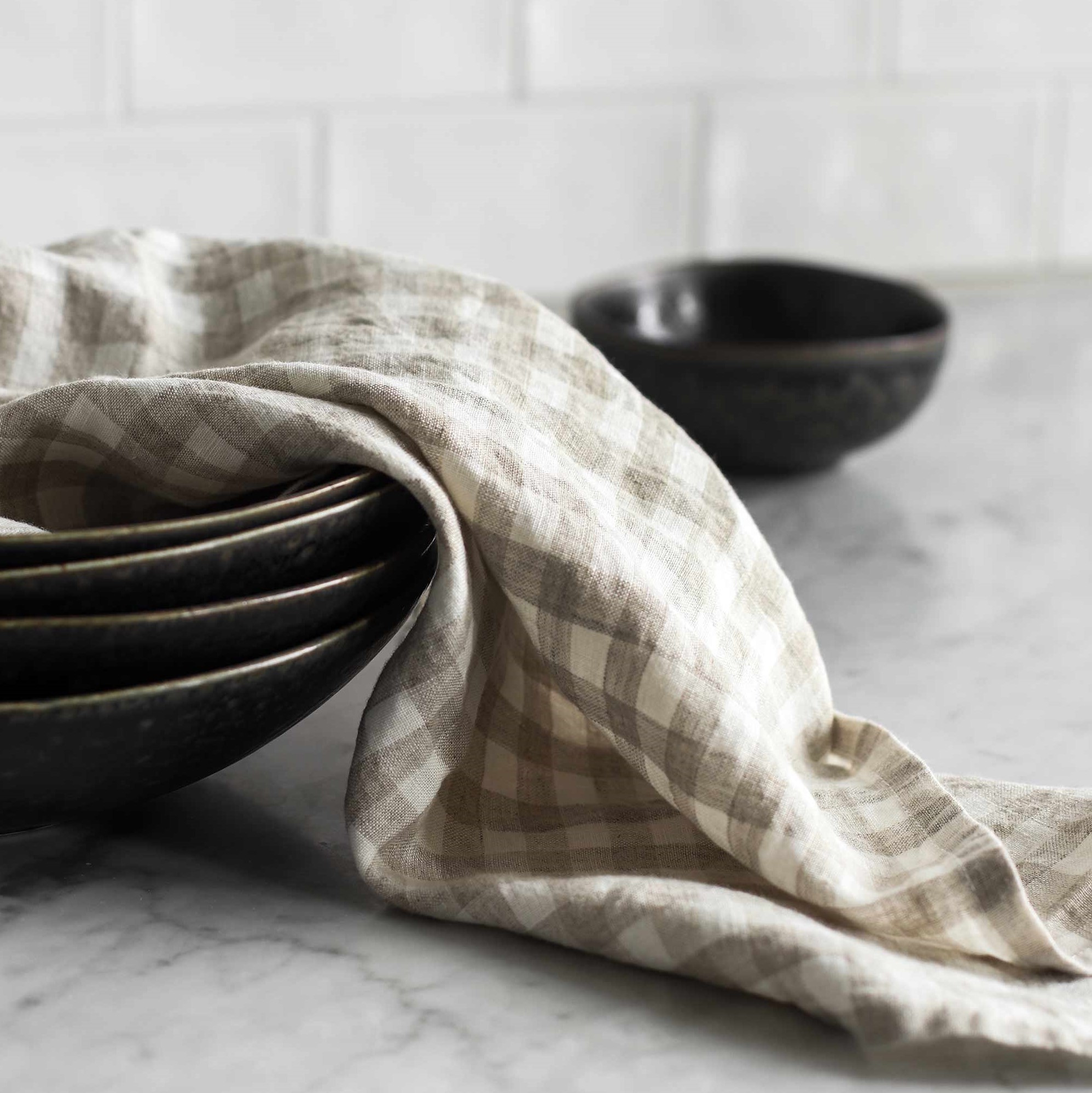 Kökshandduk Gingham Natural- Tell Me More