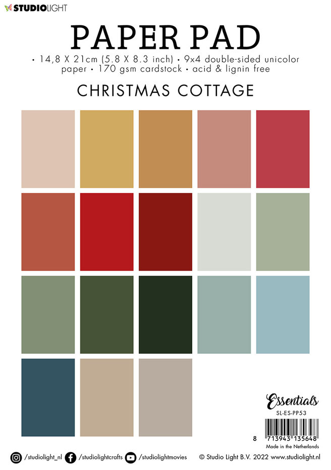 Essentials - Christmas Cottage, 5,8"x8,3", 36 ark, Studio Light - 2