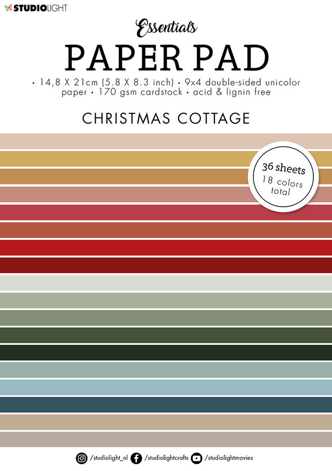 Essentials - Christmas Cottage, 5,8"x8,3", 36 ark, Studio Light