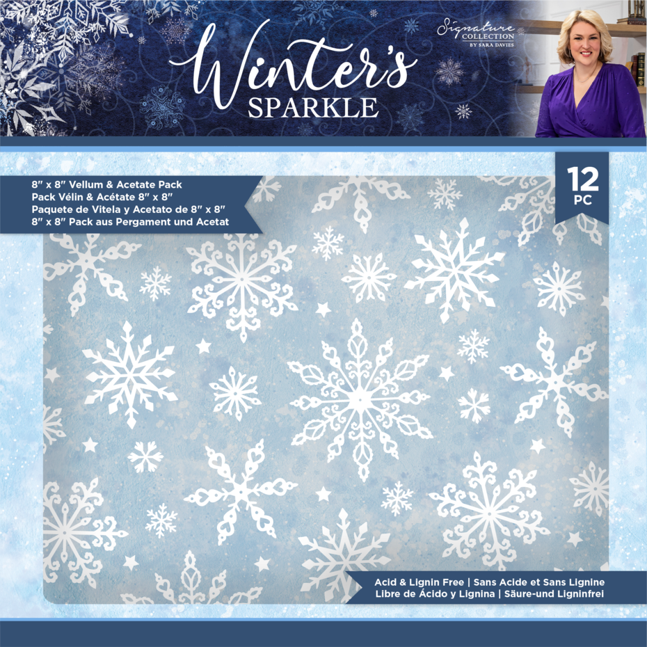 Winter's Sparkle, 12ark, Vellum, 8"x8", Crafter's Companion