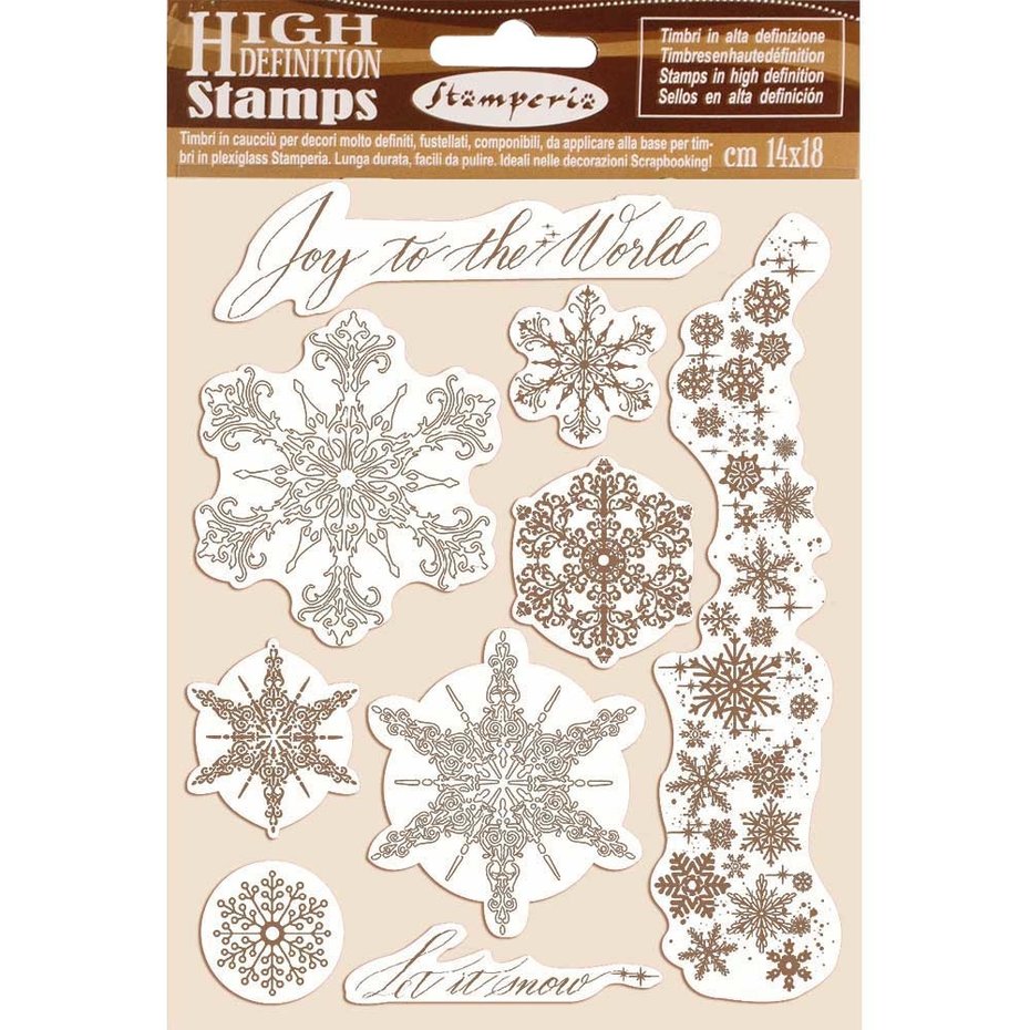 Snowflakes, 9st, Gummistämplar, Stamperia