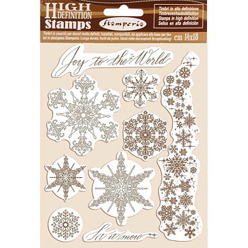 Snowflakes, 9st, Gummistämplar, Stamperia
