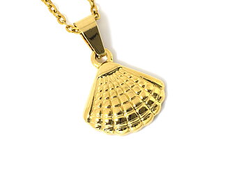 Guld Mussla Halsband i Rostfritt Stål, Hav Hänge, Djur Smycke