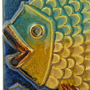 Willi Fischer (1960s) Colorful Wall Plaque with Joyous Fish 20 cm