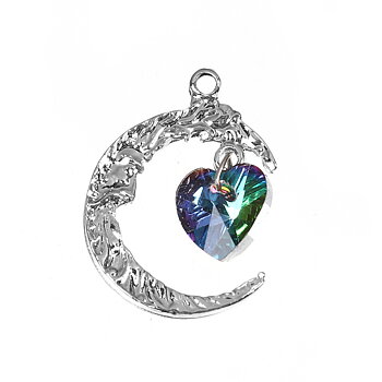 Berlock -  Måne m Hjärta Rhinestone AB, silver
