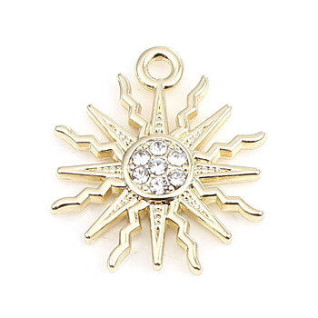 Berlock -  Sol med rhinestones, guld