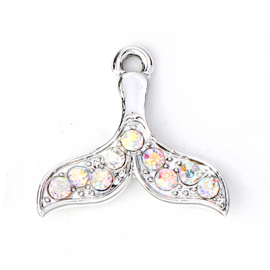 Berlock - Fiskstjärt / Fena m rhinestones, SilverAB