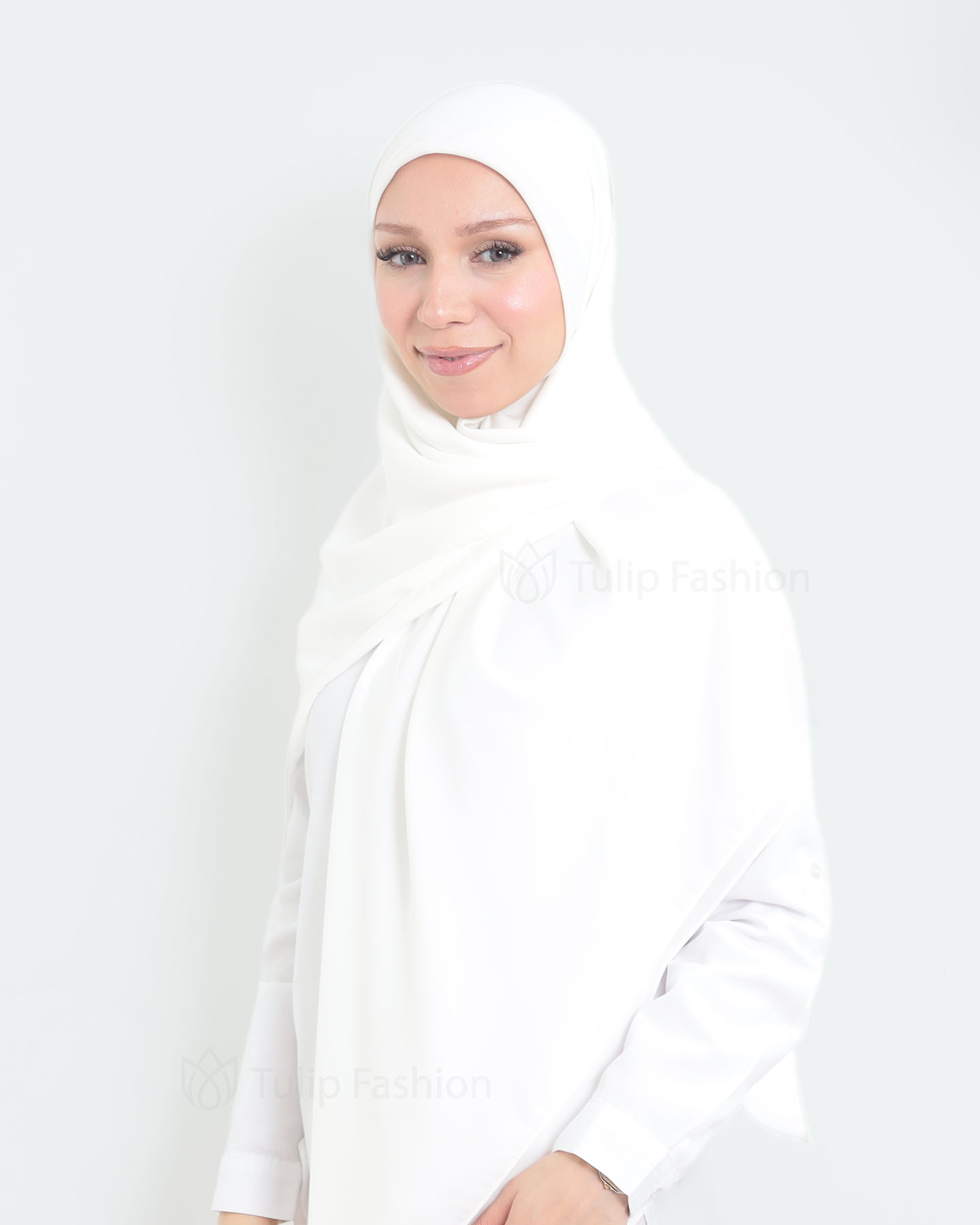 Hijab - Maxi Square Medina Chiffon - White - 3
