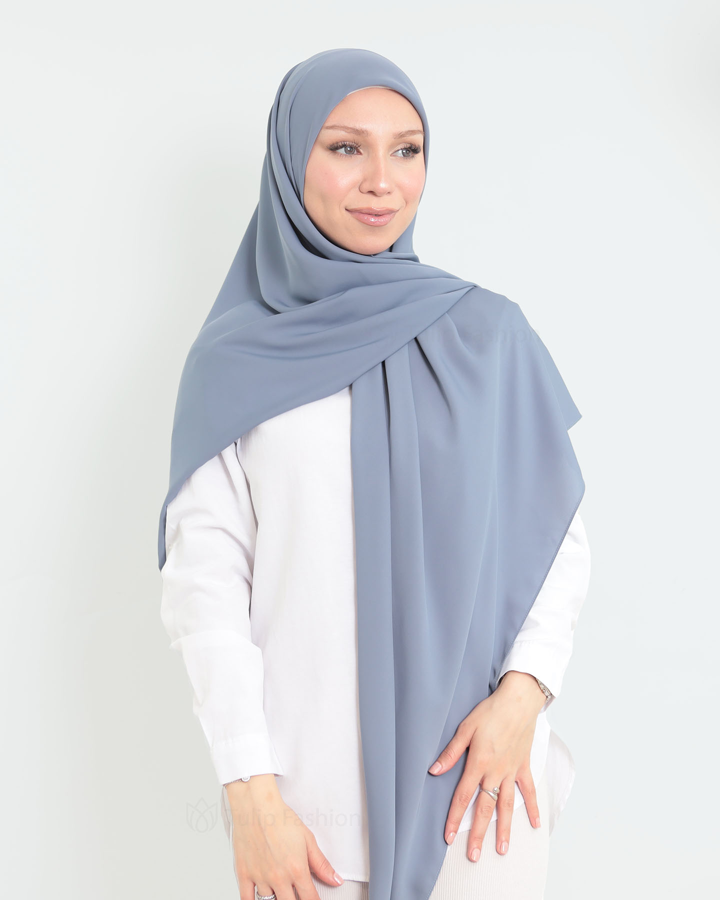 Hijab - Maxi Square Medina Chiffon - Gray - 4