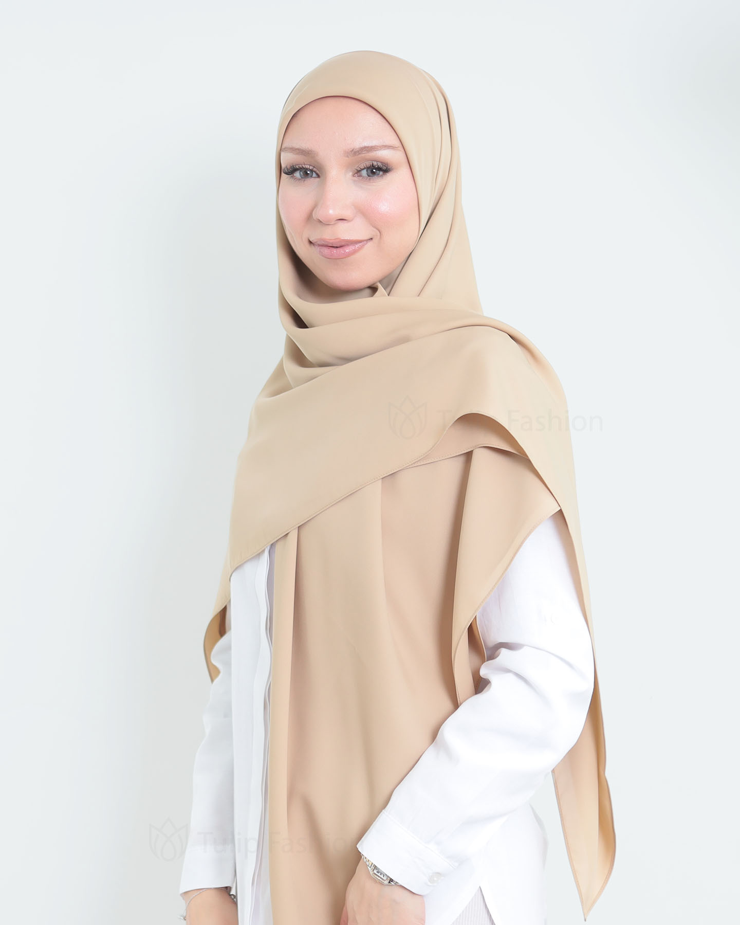 Hijab - Maxi Square Medina Chiffon - Nude Beige - 3