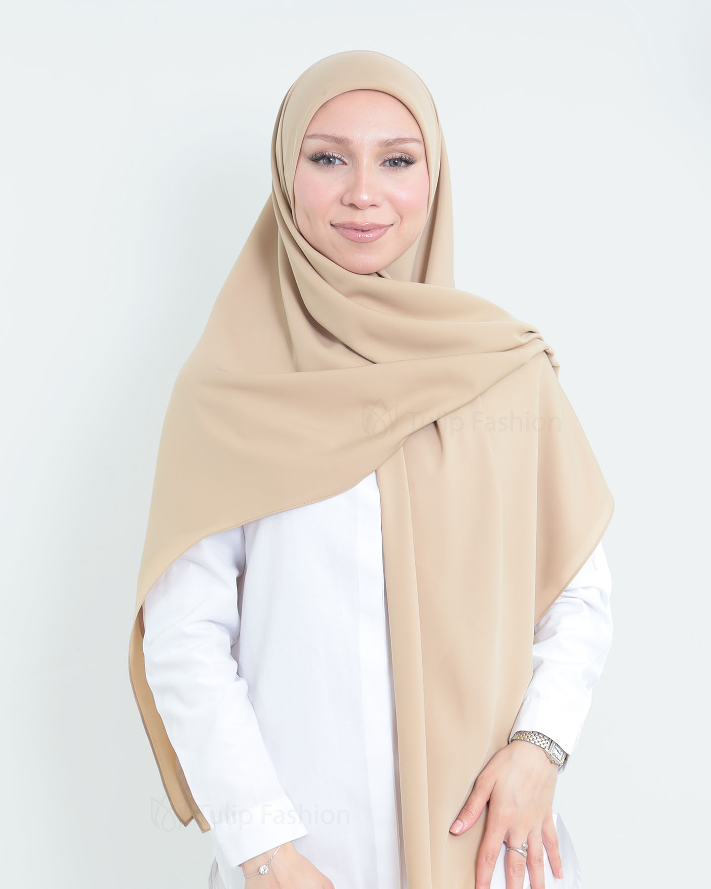 Hijab - Maxi Square Medina Chiffon - Nude Beige