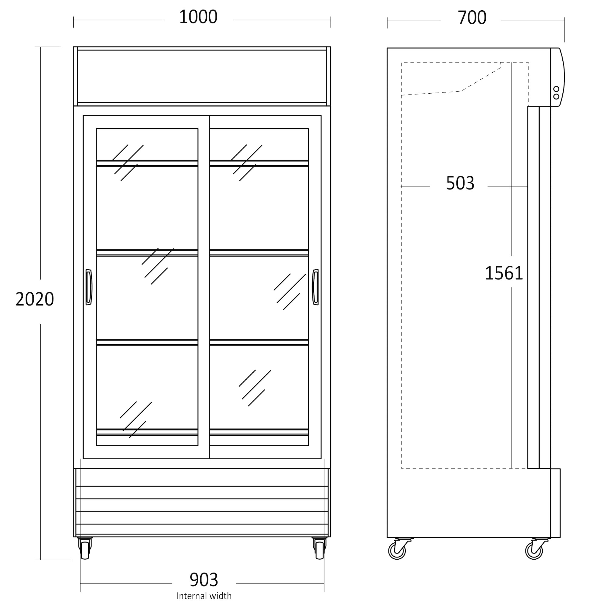 Displaykyl SD 802 BSLE, skjutdörrar, 690 liter - 5