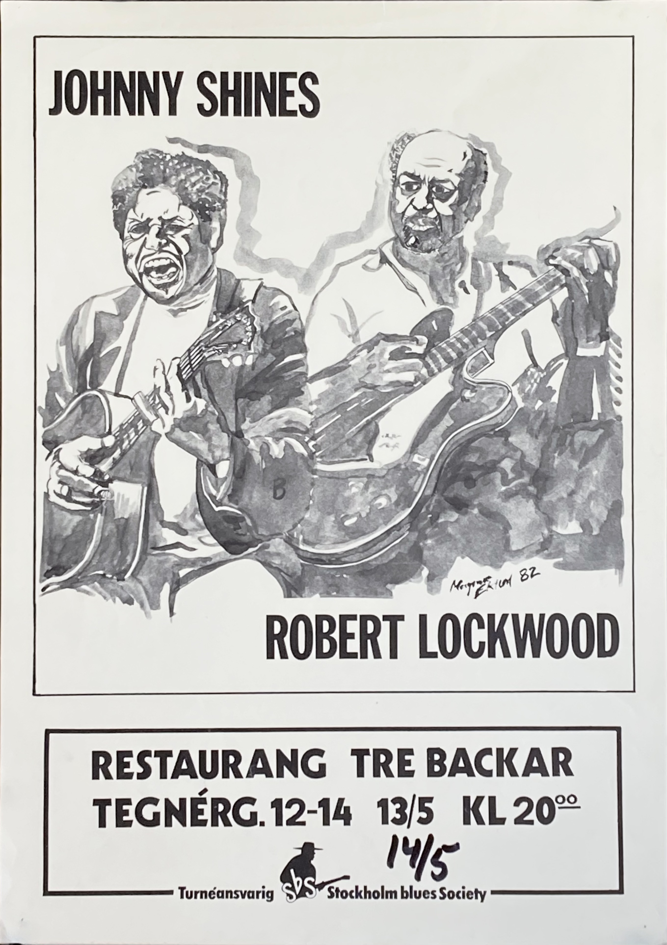 JOHNNY SHINES & ROBERT LOCKWOOD - Stockholm 13-14 Maj Concert poster (1982)