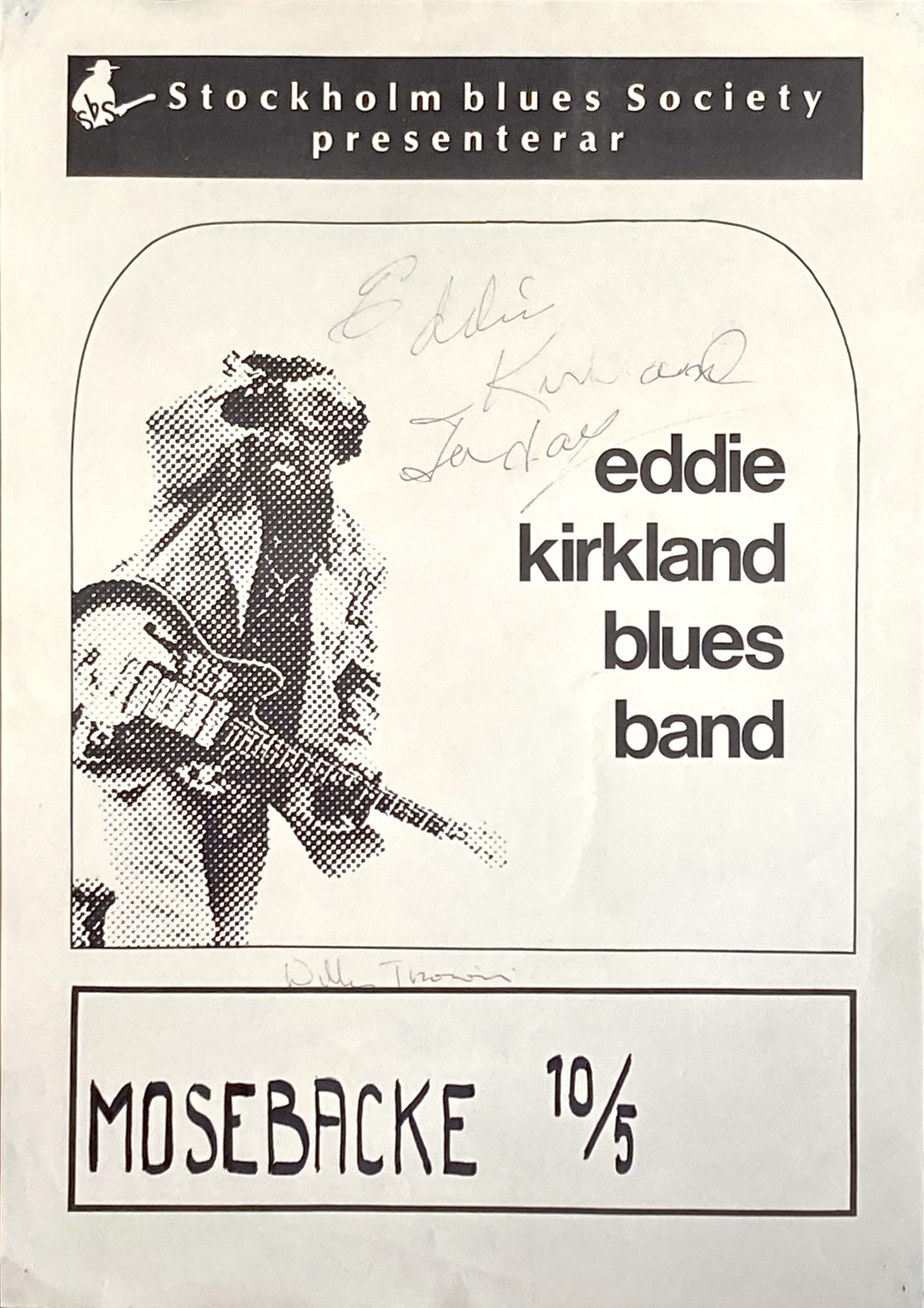 EDDIE KIRKLAND BLUES BAND - Stockholm 10 Maj Konsertaffisch (circa 1983)