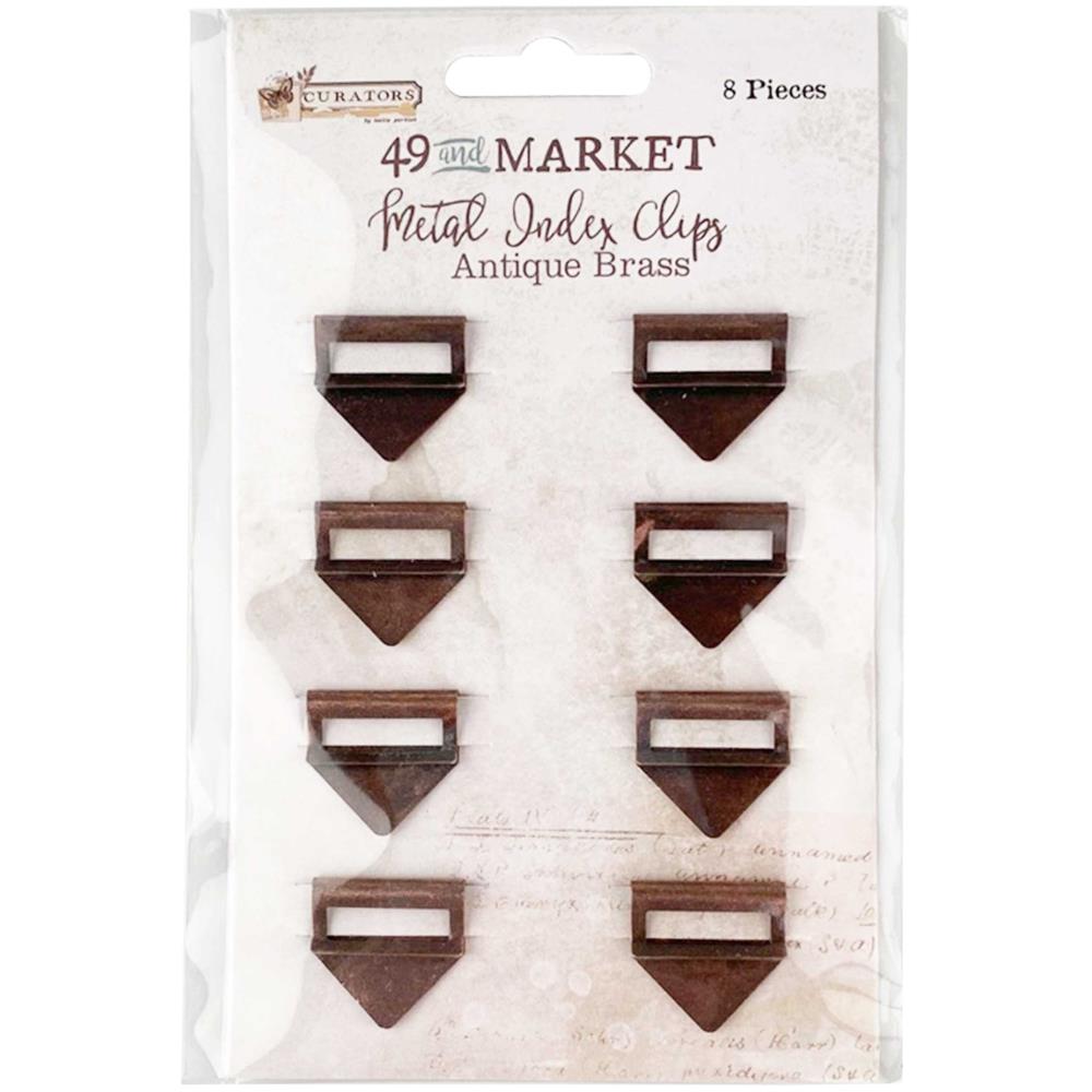 49 And Market - Curators Essential Metal Index Clips 8/Pkg - Antique Brass