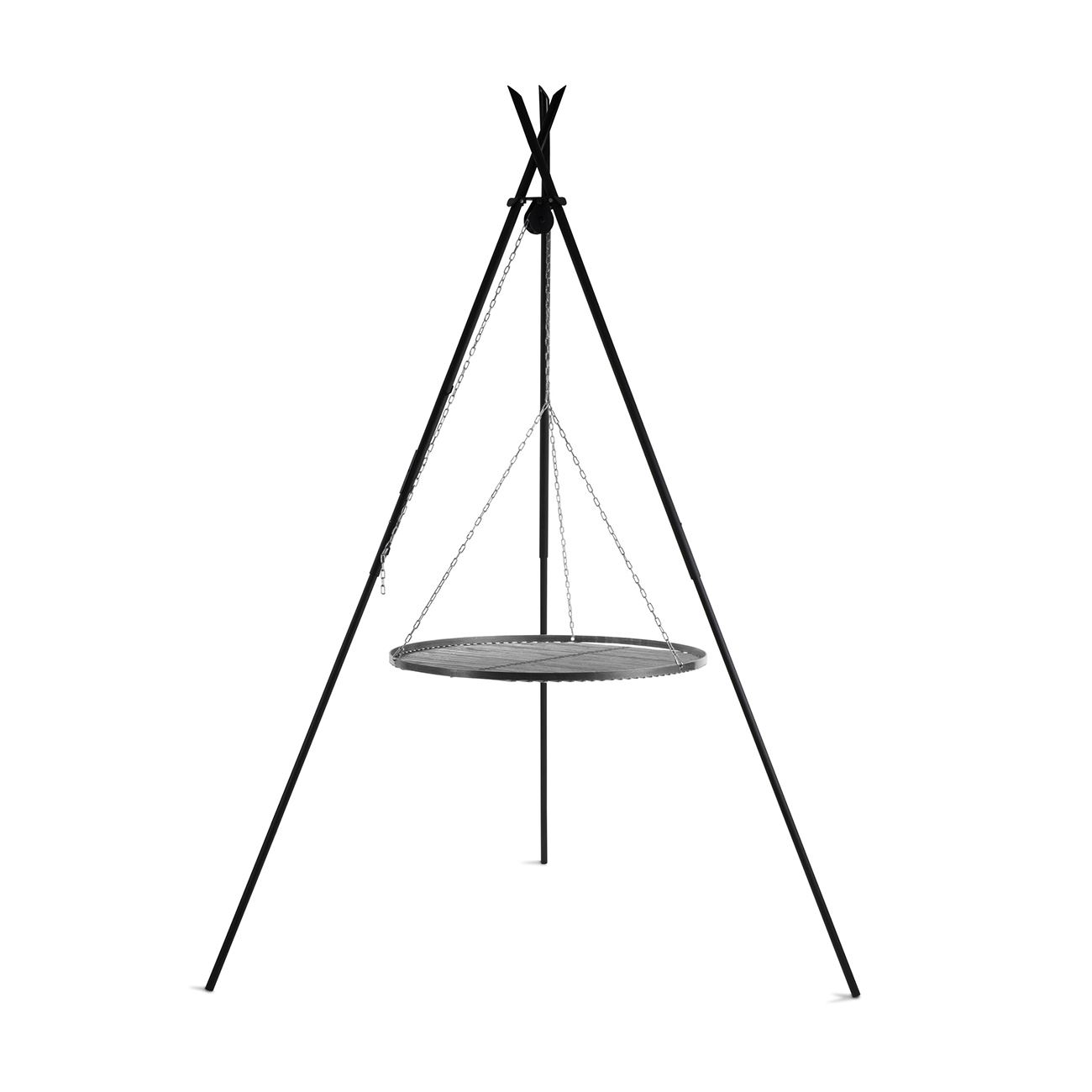 Tripod grill med 60cm Ø galler i råstål höjd 210cm