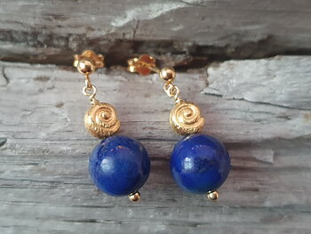 Lapis lazuli örhängen med kula snäckform, fg 925-silver