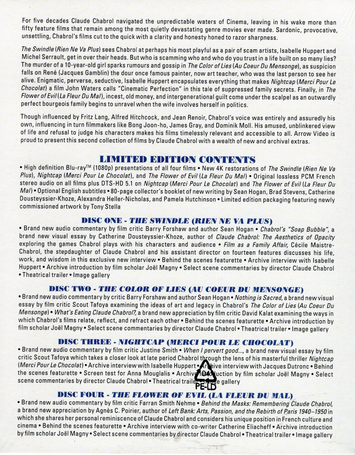 Twisting the Knife Four Films By Claude Chabrol Limited Edition (ej