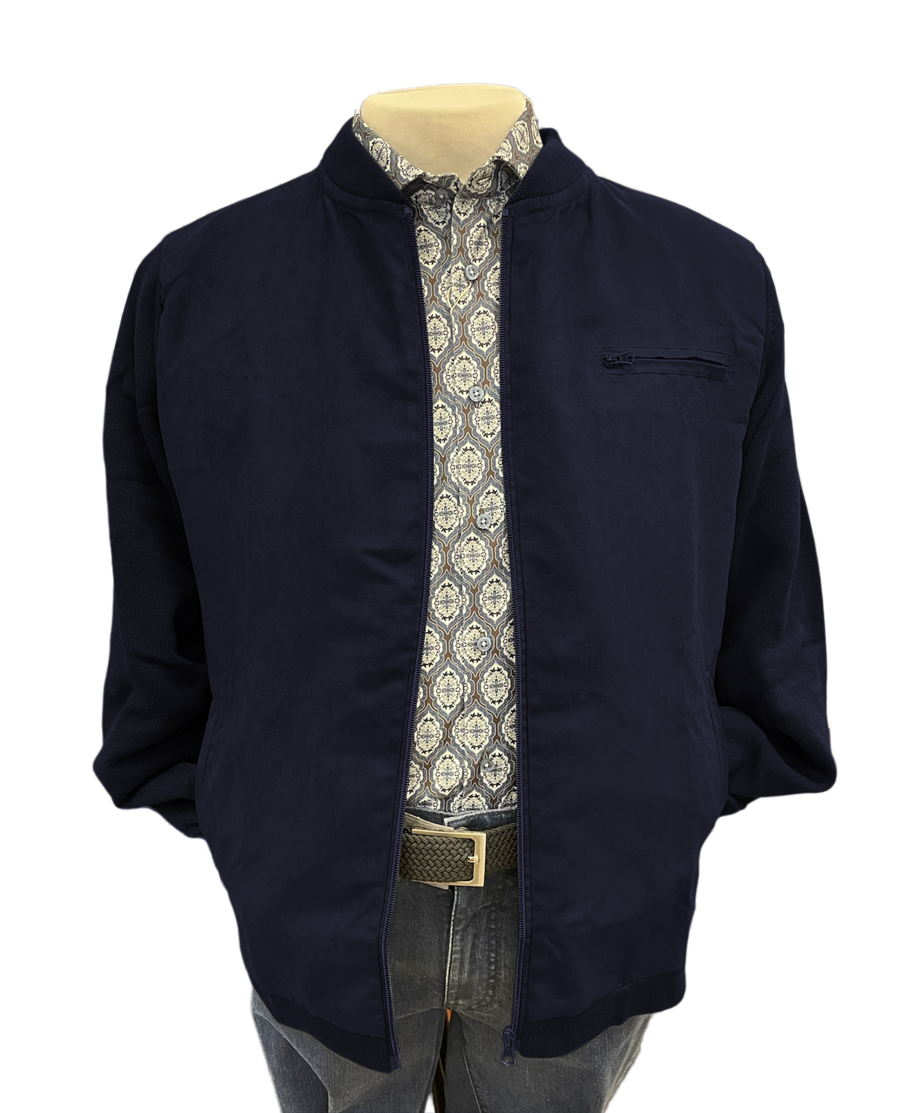 Cardigan med dragkedja navy från AP