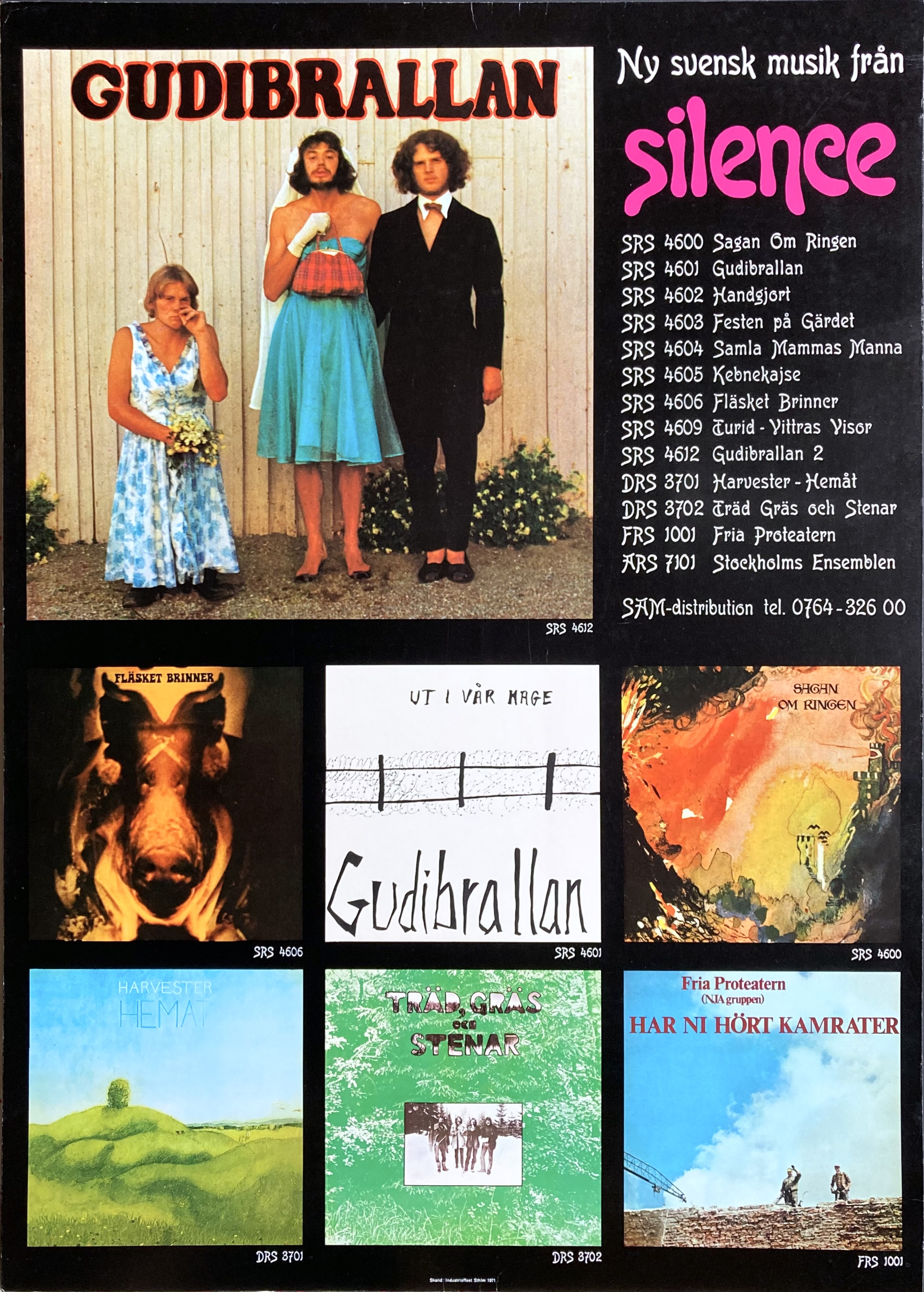 KEBNEKAJSE GUDIBRALLAN - Silence LP sortiment (1971) Promoaffisch - 2