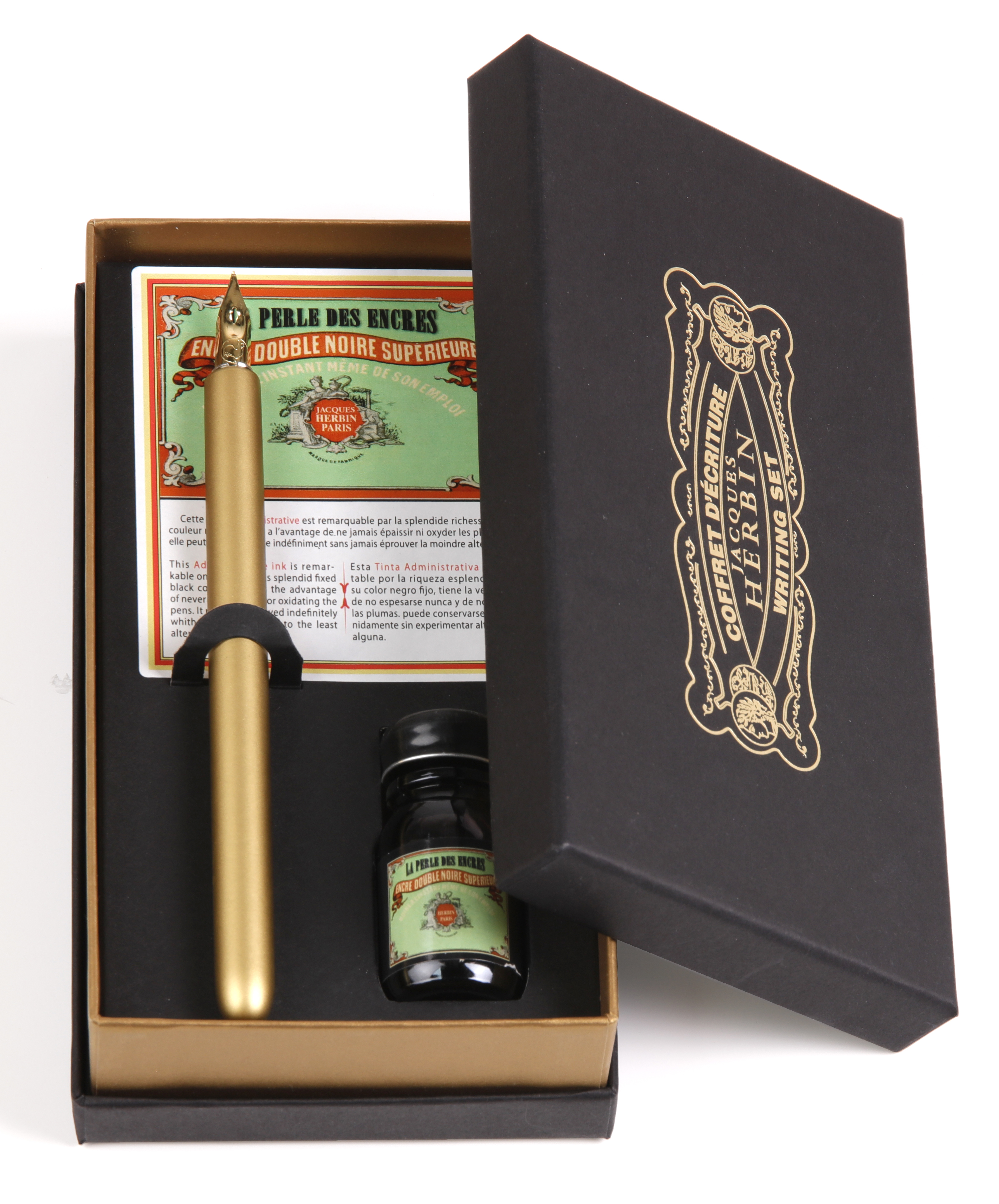 Perle noire set with 1 golden nibholder, 1writing nib (65B) and 10ml Perle noire writing ink