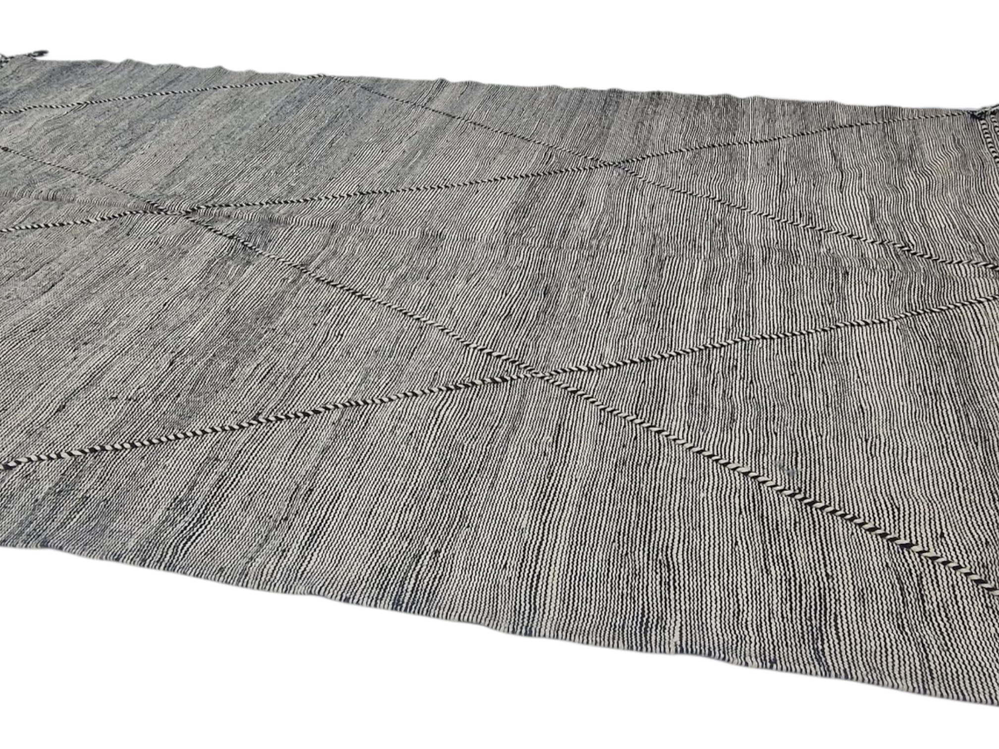 Marokkansk kelim, sort og hvidt berbertæppe 300x400 cm - 5