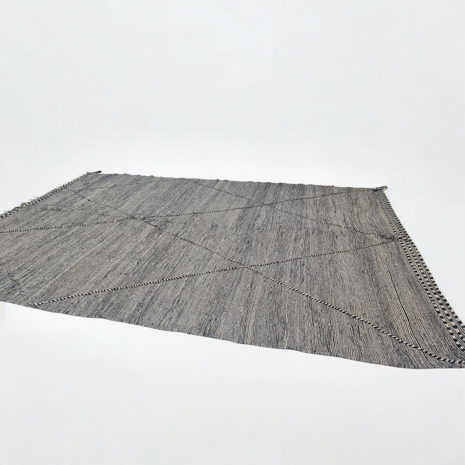 Marokkansk kelim, sort og hvidt berbertæppe 300x400 cm - 4