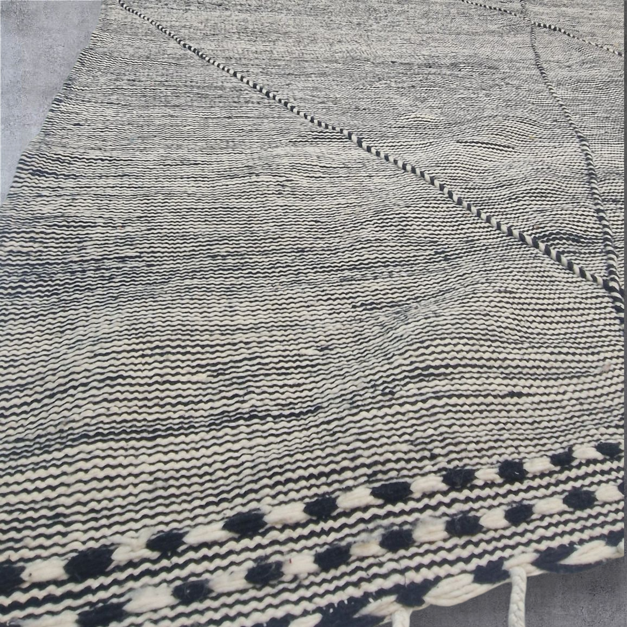 Marokkansk kelim, sort og hvidt berbertæppe 300x400 cm - 3