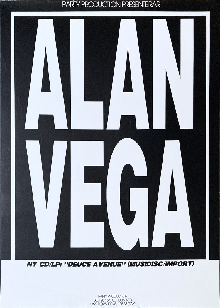 ALAN VEGA - Deuce Avenue (1990) LP Promoaffisch