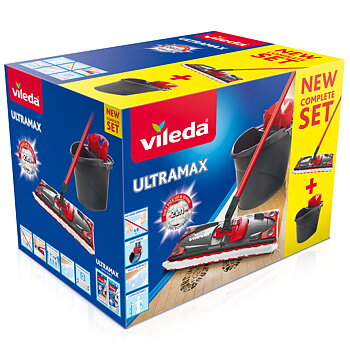 VILEDA Mopp Ultramax mikrofibermopp med hink & urvridare