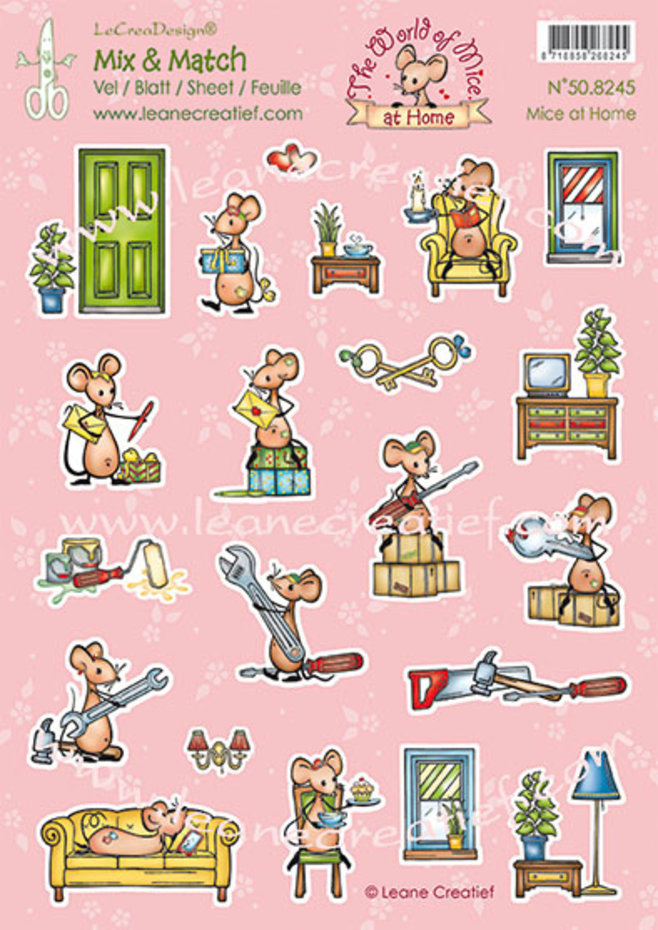 Mix & Match Mice at Home A4 Decoration Sheets (1pcs) 