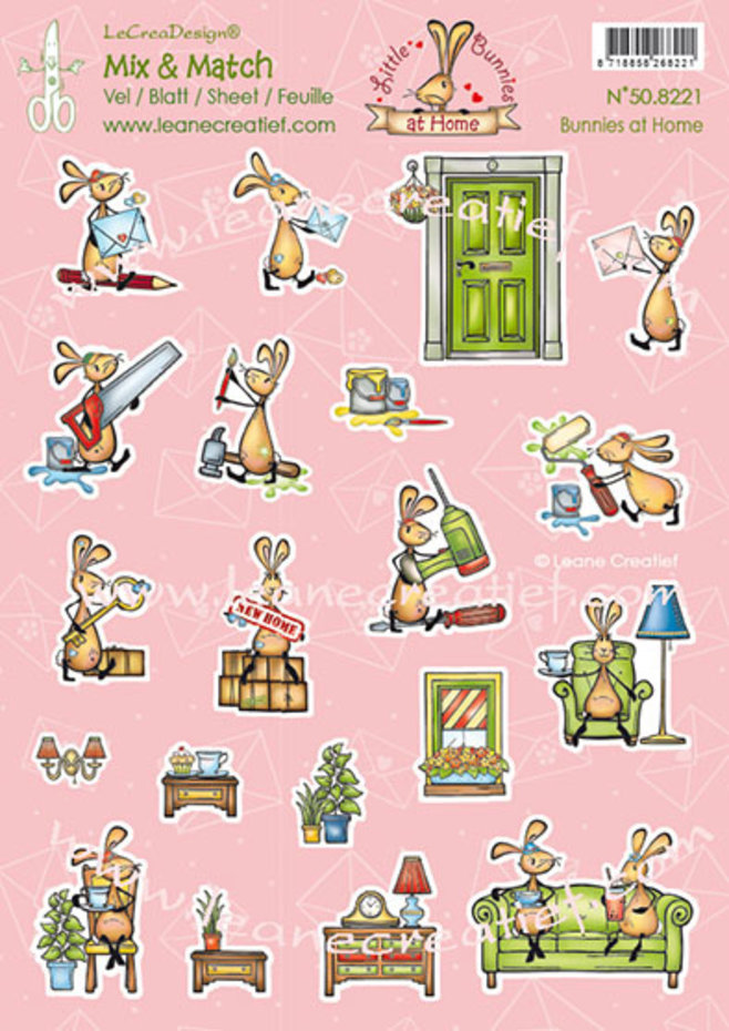 Mix & Match Bunnies at Home A4 Decoration Sheets (1st) 