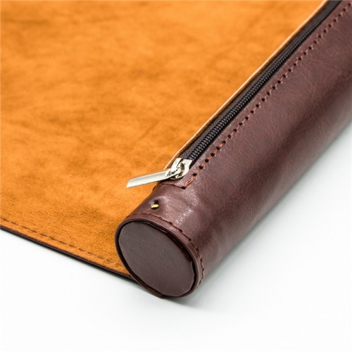 Rollable Dicemat of Leather Imitation, Brown - 5