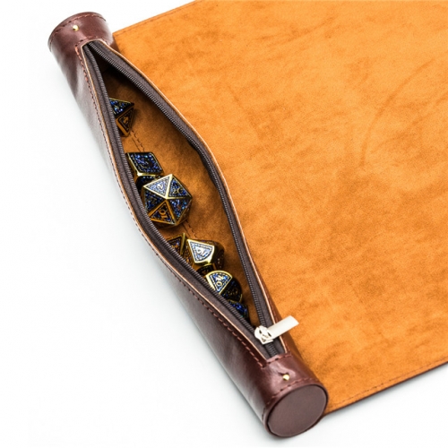 Rollable Dicemat of Leather Imitation, Brown - 4