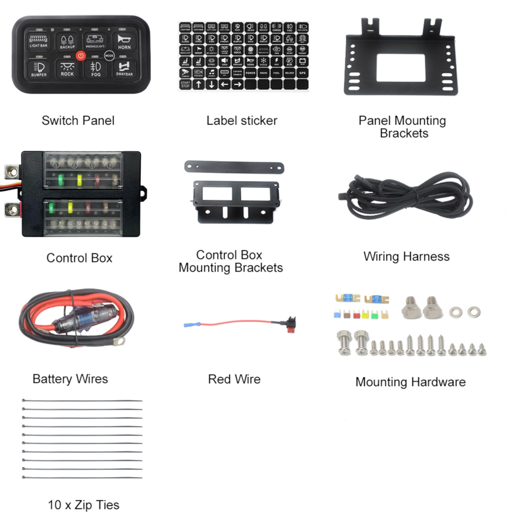 Switch Panel, relay box / fuse box 8 Gang