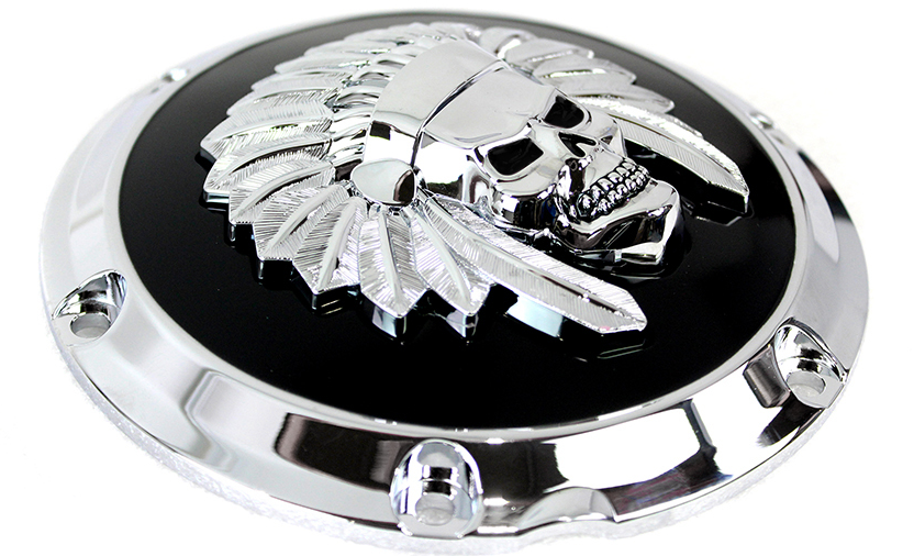 Derby Cover "Indian Skull" XL 2004-16, Chr - 2