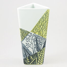 Lars Thorén (Triangla 1954) Geometric Vase with Stylistic Plant Decor 20 cm
