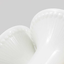 Hertha Bengtson (Tiara 1950s) Two White Candleholders with Relief Decor 15 cm