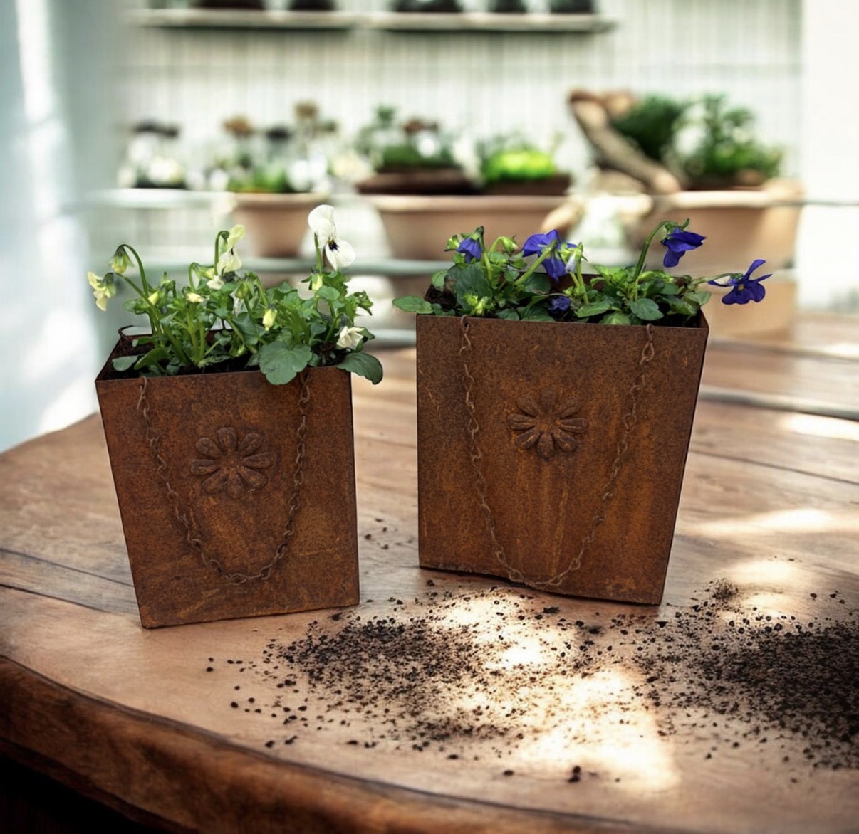 SNART SLUT/40% RABATT ÄR AVDRAGET/Väska Blomma kruka set om två strl, pris per set/6 SET PER FÖRP