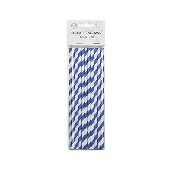 Sugrör - mörkblå & vit (20-pack)
