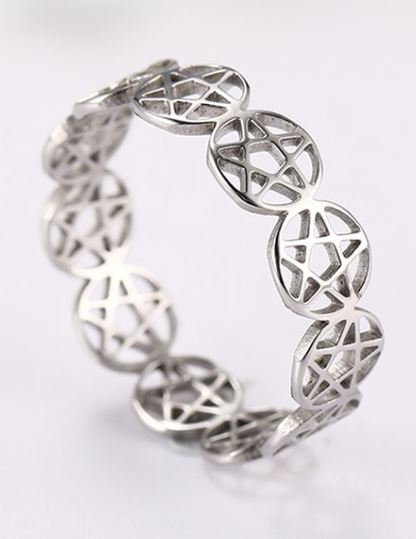 Pentagram Ring  i Rostfritt Stål  - Silver - 2