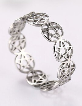 Pentagram Ring  i Rostfritt Stål  - Silver