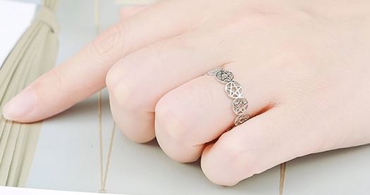 Pentagram Ring  i Rostfritt Stål  - Silver - 3