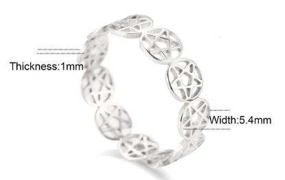Pentagram Ring  i Rostfritt Stål  - Silver