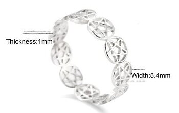 Pentagram Ring  i Rostfritt Stål  - Silver