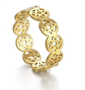 Pentagram Ring  i Rostfritt Stål  - Guld
