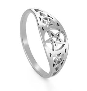 Keltisk Pentagram Ring  i Rostfritt Stål  - Silver