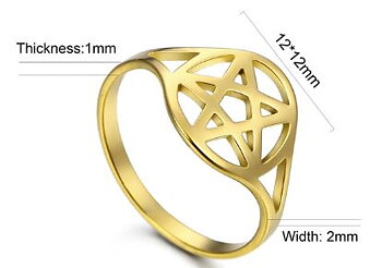 Pentagram Ring i Rostfritt Stål - Guld Pläterad